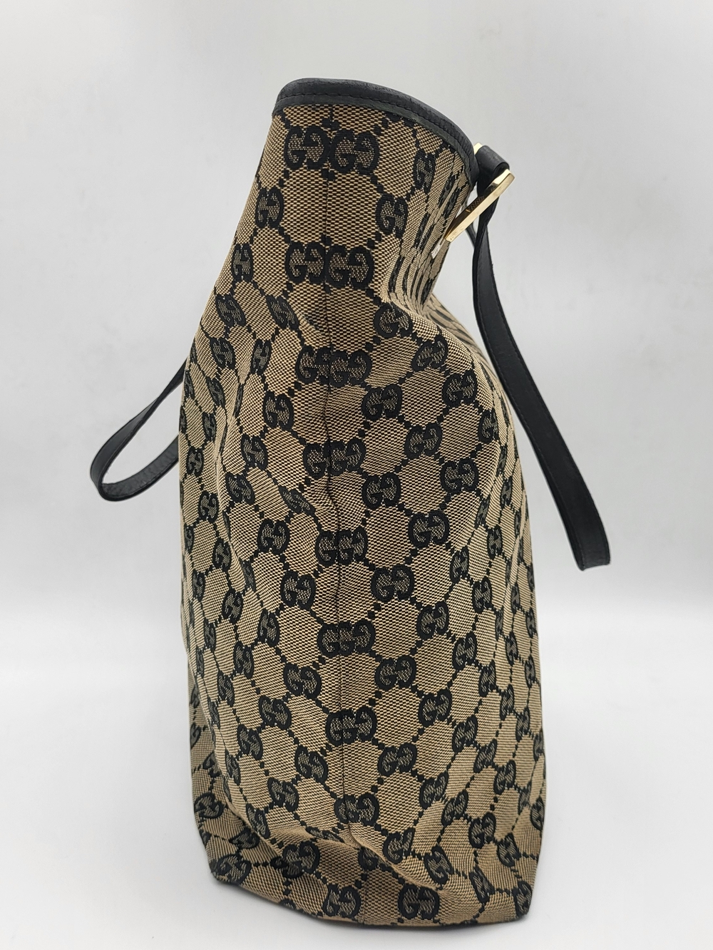 Gucci Tote Medium Bag GG Canvas & Black Leather...Authentic.... - Picture 2 of 16